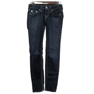 True Religion Womens Skinny Jeans Size 26 Low Rise Dark Wash Blue
